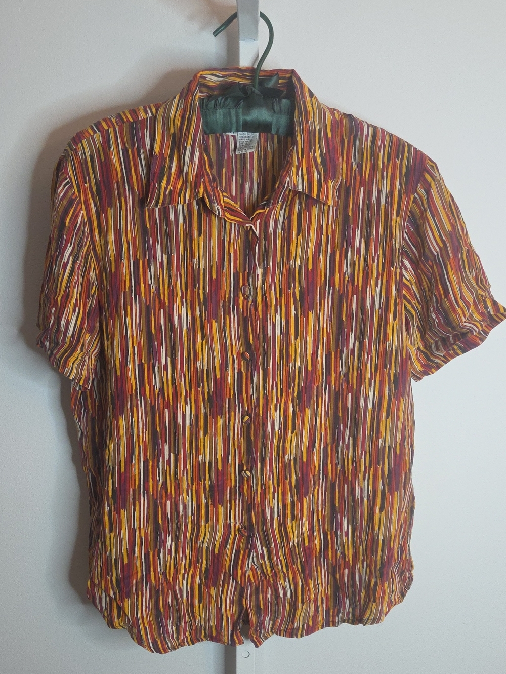 Vintage Allison Taylor 100% Silk Abstract Striped Button Down Shirt Medium